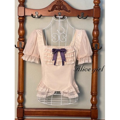 Alice Girl Yesterday Morning Fog Short Sleeve Blouse(4th Pre-Order/6 Colours/Full Payment Without Shipping)